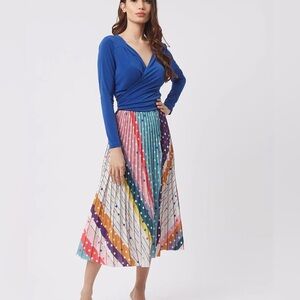 James Lakeland Colorful Striped dots Pleated Skirt XL